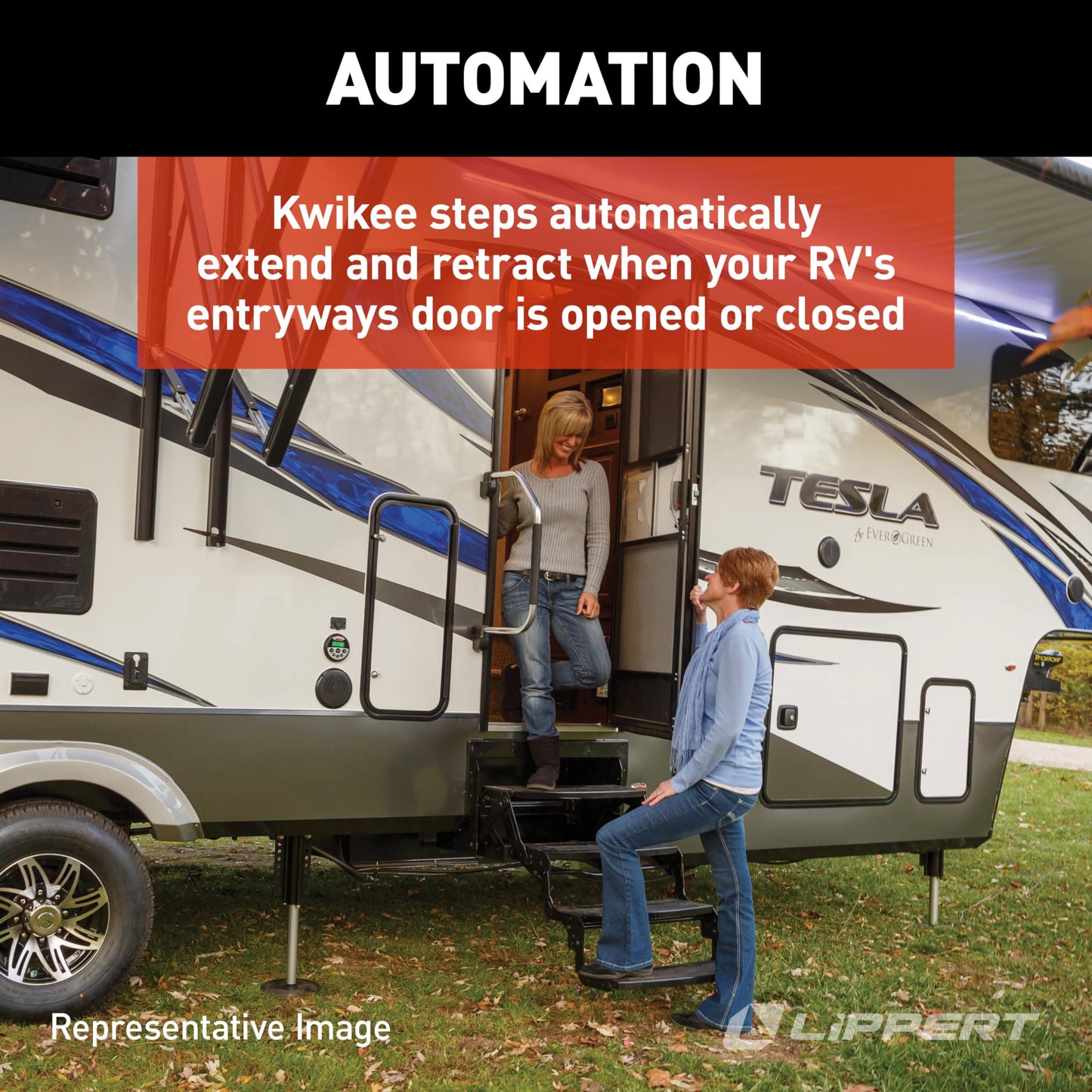 Kwikee 369552 25 Series (7" Rise) Step Assembly with Logic Control Unit and Power Switch Kit