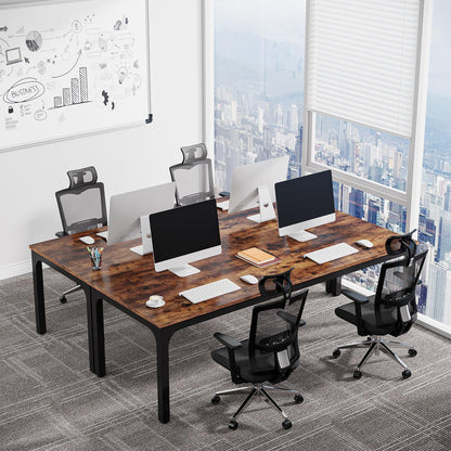 Tribesigns 6.5 FT Conference Room Table, 78.74" W x 27.56" D Large Office Conference Table, Modern Seminar Meeting Table Desk for Boardroom, Meeting Room (1, Rustic Brown)