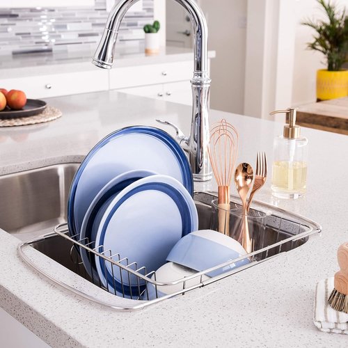 Better Houseware Stainless Steel Adjustable Over-Sink Dish Drainer | Space-Saving Design