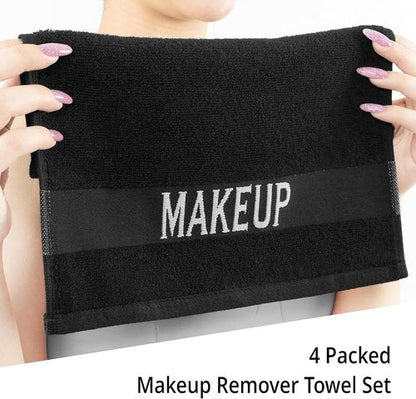 Cotton Paradise Makeup Remover Towels - 100% Cotton, Soft Black Face Cloths | 12x12 Inch, 4 Pack