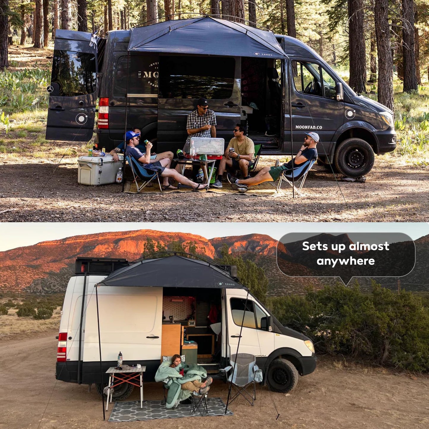 MoonShade Portable Vehicle Awning, Large 9' x 7' Lightweight Car Canopy for Trucks, SUVs, Vans, Campers & Outdoor Adventures (Shadow Blue)