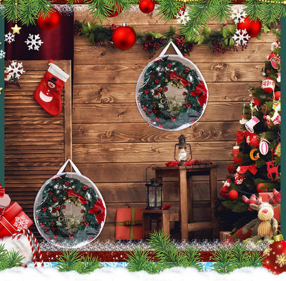 Shappy Clear Christmas Wreath Storage Container - 24 Inch Bag with Dual Zippers & Reinforced Handles