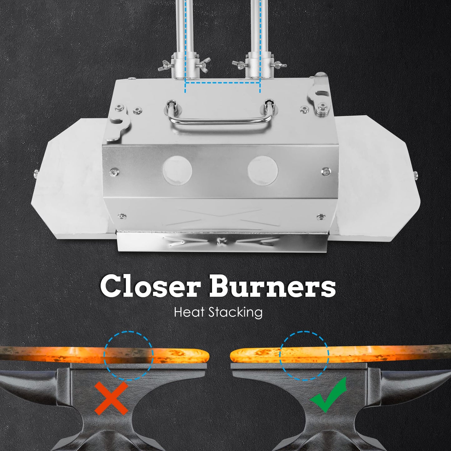 ATkrou 2 Burner Gas Propane Forge Double Doors,Portable Equipment,Knife Making(Stainless Steel) Blacksmithing Farrier Tool,Gas Welding Kits, Forge Kit-GY200