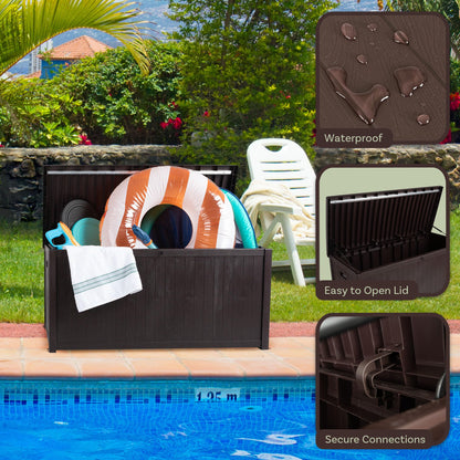 Outdoor Storage Box - 113 Gallon Lockable Deck Box for Pool Accessories, Patio Furniture Cushions, or Package Delivery Boxes for Outside - Deck Boxes Outdoor Waterproof by Pure Garden (Coffee)