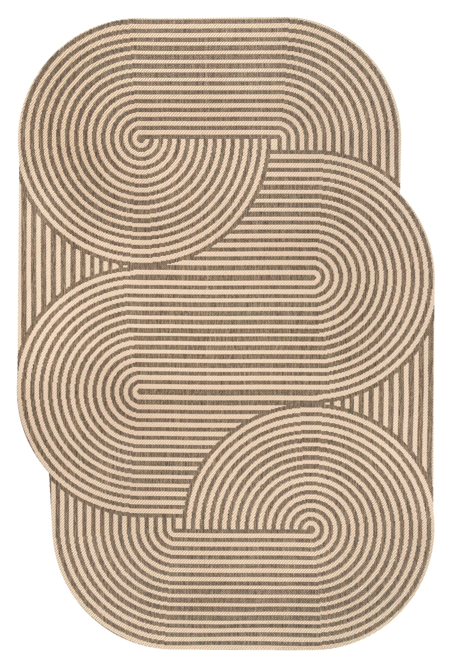JONATHAN Y Geometric Arch Stripe Indoor Outdoor Area Rug 5X8 Beige/Brown, Margot Modern for Backyard, Patio, Porch, Easy-Cleaning, High Traffic, Pet-Friendly, Non-Shedding (SHP201A-5)