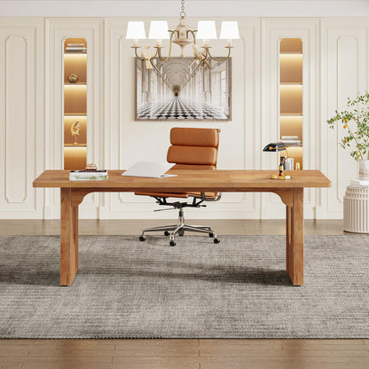 Tribesigns Modern Executive Desk, 70.9" Large Office Computer Desk, Conference Table Meeting Room Table, Simple Workstation Business Furniture for Home Office, Brown