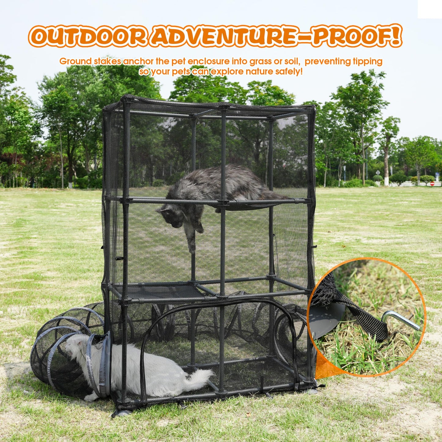 Catio Outdoor Cat Enclosure for Cats & Small Animals, Pet Playpen Cat Climber with Removable Pet Tunnel for Indoor/Outdoor Use