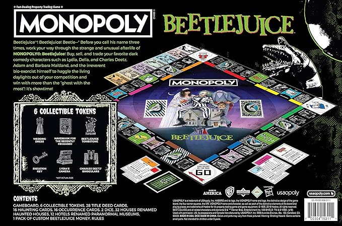Monopoly Beetlejuice Board Game | Based on The 80’s Fantasy Film Beetlejuice | Officially Licensed Beetlejuice Merchandise | Themed Classic Monopoly Game