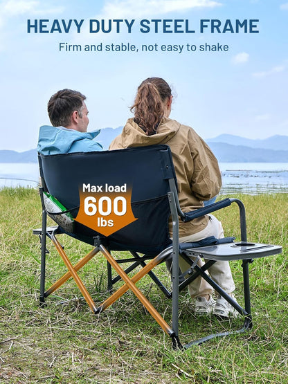 Timber Ridge Double Camping Chair - Heavy Duty Portable Loveseat for 2 | Supports 600 lbs - Blue