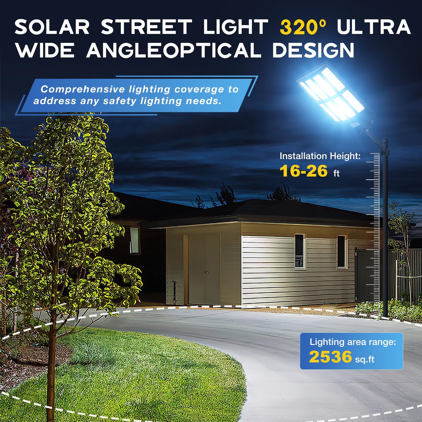 OKPRO 10000W Solar Street Lights Outdoor, IP66 Waterproof Commercial Solar Powered Flood Light with Motion Sensor & Remote, Dusk to Dawn Security Lighting for Yard, Farm, Parking Lot, Garage (2Pack)