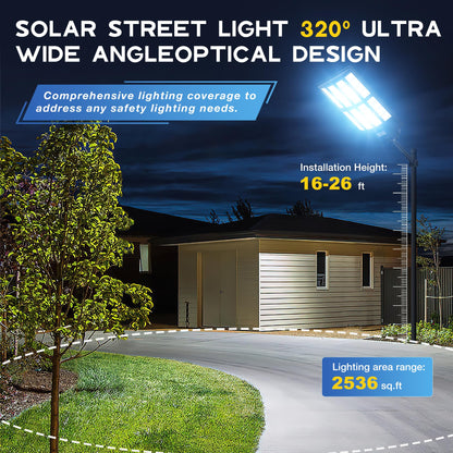 OKPRO 10000W Solar Street Lights Outdoor, IP66 Waterproof Commercial Solar Powered Flood Light with Motion Sensor & Remote, Dusk to Dawn Security Lighting for Yard, Farm, Parking Lot, Garage (2Pack)