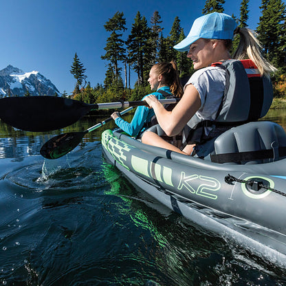 INTEX Challenger Inflatable Kayak Series: Includes Deluxe 86in Kayak Paddles and High-Output Pump – SuperStrong PVC – Adjustable Seat with Backrest – Removable Skeg – Cargo Storage Net