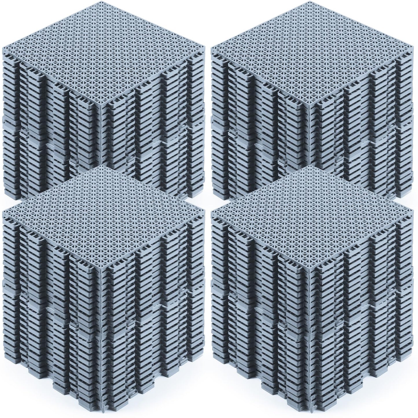 Huwena 100 Pack Drainage Mats Interlocking Tiles 10" x 10" Rubber Floor Tiles Rubber Mats Non Slip Modular Interlocking Cushion Pool Deck Cushion for Garage Patio Greenhouse Outdoor Indoor