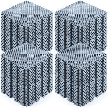 Huwena 100 Pack Drainage Mats Interlocking Tiles 10" x 10" Rubber Floor Tiles Rubber Mats Non Slip Modular Interlocking Cushion Pool Deck Cushion for Garage Patio Greenhouse Outdoor Indoor