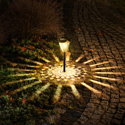 Ensenior 12-Pack Solar Garden Lights, Warm White LED, Auto ON/OFF, Waterproof, Plastic, Model CP3-10CM-30K-12-BL-ZY-M02