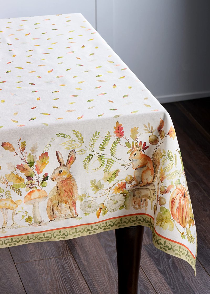 Maison d' Hermine Table Cloth Rectangle Table 100% Cotton 70 x 90 Inches Fall Tablecloth Reusable Everyday Use for Thanksgiving Christmas Decorations Dining Farmhouse Party (Pumpkin Passion)