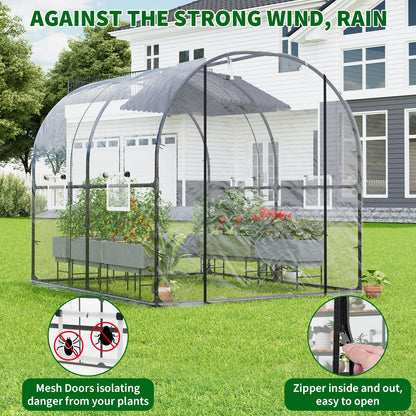 GarveeLife 8.2x6.6x6.6 ft Premium Greenhouse for Outdoors,Upgraded Portable Walk-in Heavy Duty Frame Large Garden Plant Hot Outside Hoop House,Transparent