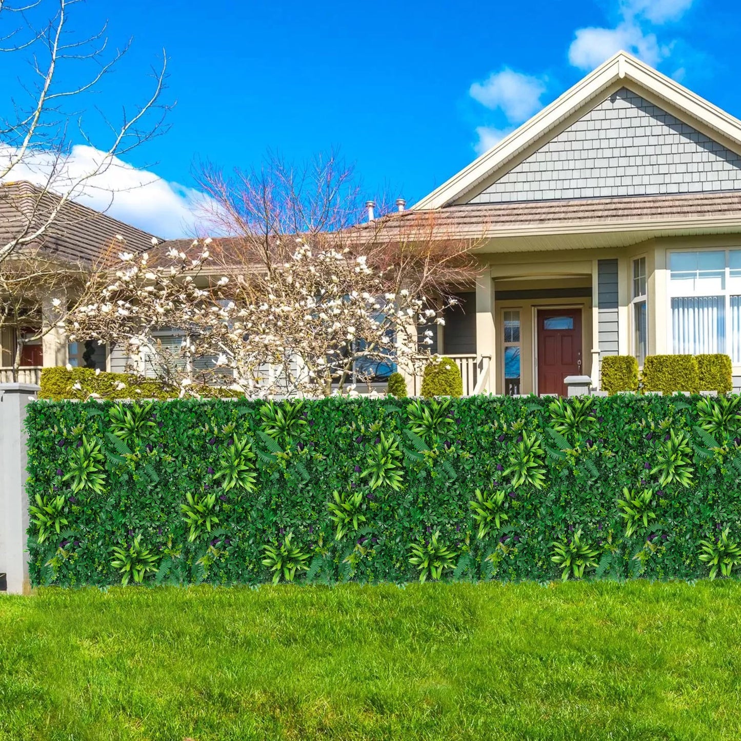 Grooy Artificial Boxwood Panels, 12pcs Grass Wall Panels 20"x20"(33.33sq.ft), Privacy Hedge Fence Screen with UV Protection, Fake Greenery Backdrop for Indoor Wedding and Outdoor Garden Backyard