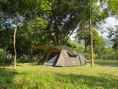 Three Bears Outdoor 6 Person Camping Tent - Waterproof Windproof Double Layer Design - Family and Car Camping - with Carry Bag and Storage Pouch - 76 Inches High (Dark Green)