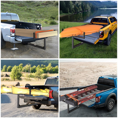 TRUSOON Upgrade Truck Bed Extender Hitch Mount, 2-in-1 Adjustable Kayak Hitch Extender, Heavy Duty Steel and 1000 lbs Load Capacity with Hitch Tightener Anti Rattle Stabilizer for Canoe, Lumber