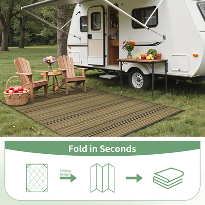 GENIMO Outdoor Rug for Patio Clearance, 10'x14' Reversible Plastic Straw Rugs, Lightweight Waterproof RV Camping Mat for Camper, Balcony, Deck, Backyard, Picnic, BlackBrown