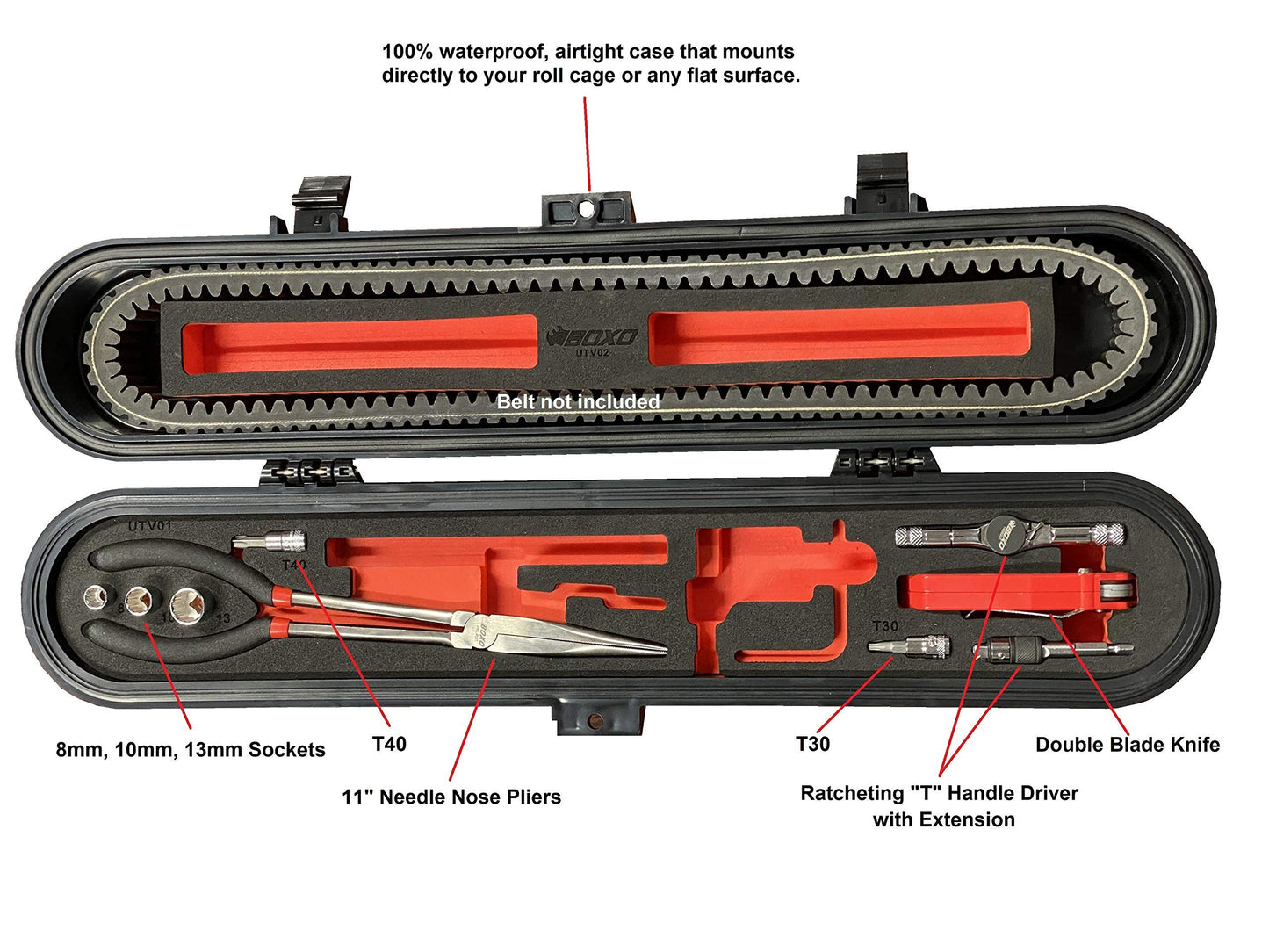 Savage Boxo Tool Kit. UTV Belt Storage Case with the BOXO USA tools to change your OEM Belt for Polaris and CanAm SXS
