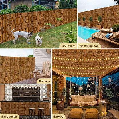 Reed Fencing Rolls,Patio Privacy Screen,Decorative Bamboo Fence Rolls for Patio Balcony Garden Backyard Outdoor,4x16FT(2Pcs)