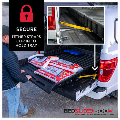 Bedslide 500Go Sliding Truck Bed Organizer, 62-74" L x 48" W, Capacity 500 lbs., Full Size Truck Bed Storage Tray, Black