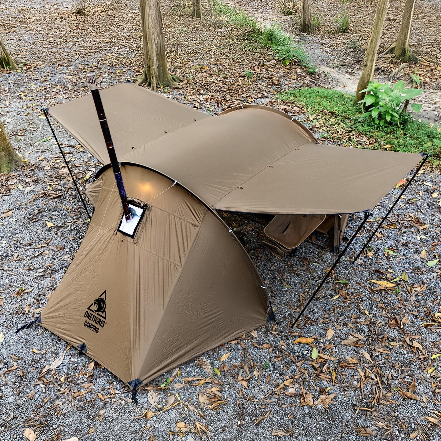 OneTigris Raven NEST Hot Tent with Stove Jack, Spacious Waterproof 2 Person Tunnel Tent for Camping, Hiking, Backpacking, Bushcraft