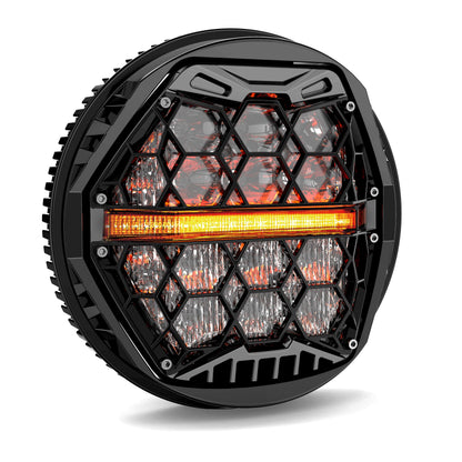 DOT Approved 5-3/4" 5.75 Inch LED Headlight with Amber DRL Compatible with Dyna Street Bob Super Wide Glide Low Rider Night Rod Train Softail Deuce Custom Sportster Iron 883,Black