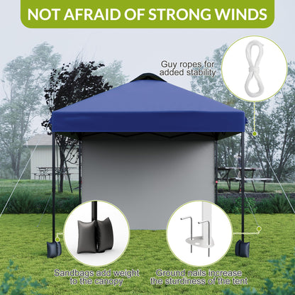 GarveeHome 10X10 Ft Pop-Up Canopy Tent with Sidewalls & Vented Roof Easy Setup Instant Shade Shelter for Picnic, Camping, Outdoor Events - Includes Storage Bag, Sandbags, Stakes & Ropes