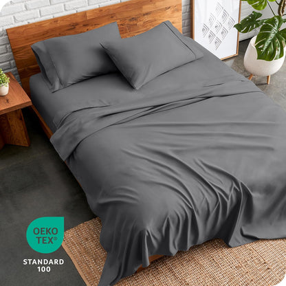 Bare Home Queen Sheet Set - Ultra-Soft 1800 Microfiber Bedding - Deep Pockets - 4 Piece Set | Grey