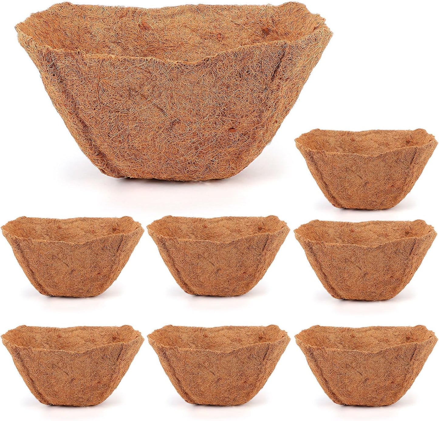 Newtay 14-Inch Square Coconut Liners - 4 Pcs Coir Fiber Replacement for Hanging Baskets & Pots