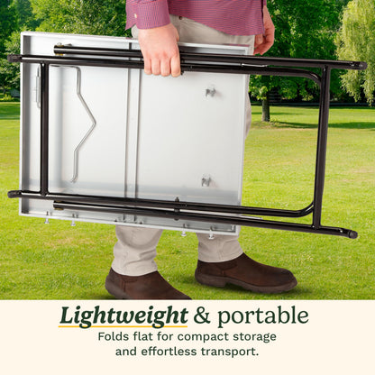 Cuisinart Fold ‘n Go Prep Table, Portable Folding Table and Grill Stand with Tool hooks, Trash Bag Holder, Paper Towel Rack, 24” x 20” Steel Food Prep Station Perfect for BBQs, Tailgates and Camping