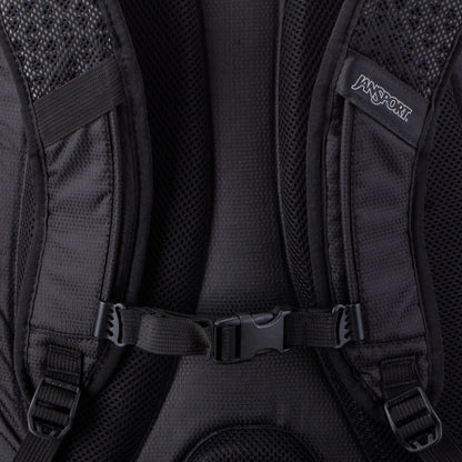 JanSport Odyssey Laptop Backpack for 15” Computer or 3L Hydration System, Black - Large Bag Adults with Tuck-Away Hip Belt, 2 Main Compartments - Premium College Essentials