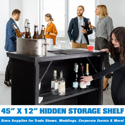 GoBar PRO Commercial Grade Portable Bar Table - Mobile Bartender Station for Events - Includes Black Skirt and Carry Case - Standard or LED