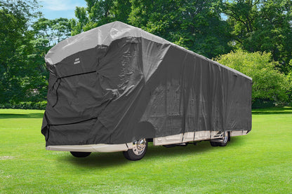 Camco ULTRAGuard 38 to 40-Ft Travel Trailer/Class A RV Cover - Features Zipper Entry Doors & Covered Air Vents - Crafted of Spunbond Polypropylene - Storage Bag for RV Storage & Organization (45736)