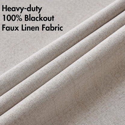 MIULEE 100% Blackout Linen Textured Curtains - Solid Thermal Insulated Ivory Drapes | 62 x 84 Inch (2 Panels)