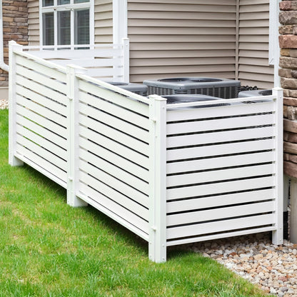 YITAHOME 44" W X 44" H Air Conditioner Fence Privacy Screen, Outdoor Trash Can Enclosure with Metal Stakes, Vinyl Pool Equipment Enclosure (4 Panels, White)