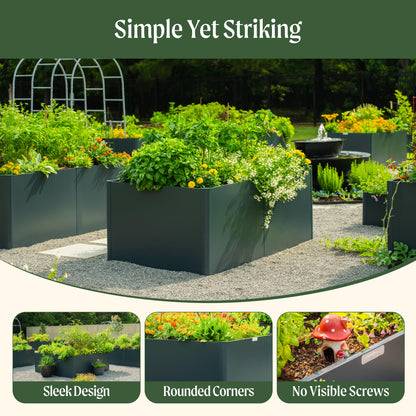 Vego garden 32" Extra Tall Raised Garden Bed, 27" x 53" Modern Raised Garden Beds Kit, Metal Planter Box for Vegetables Flowers Fruits, Midnight Blue