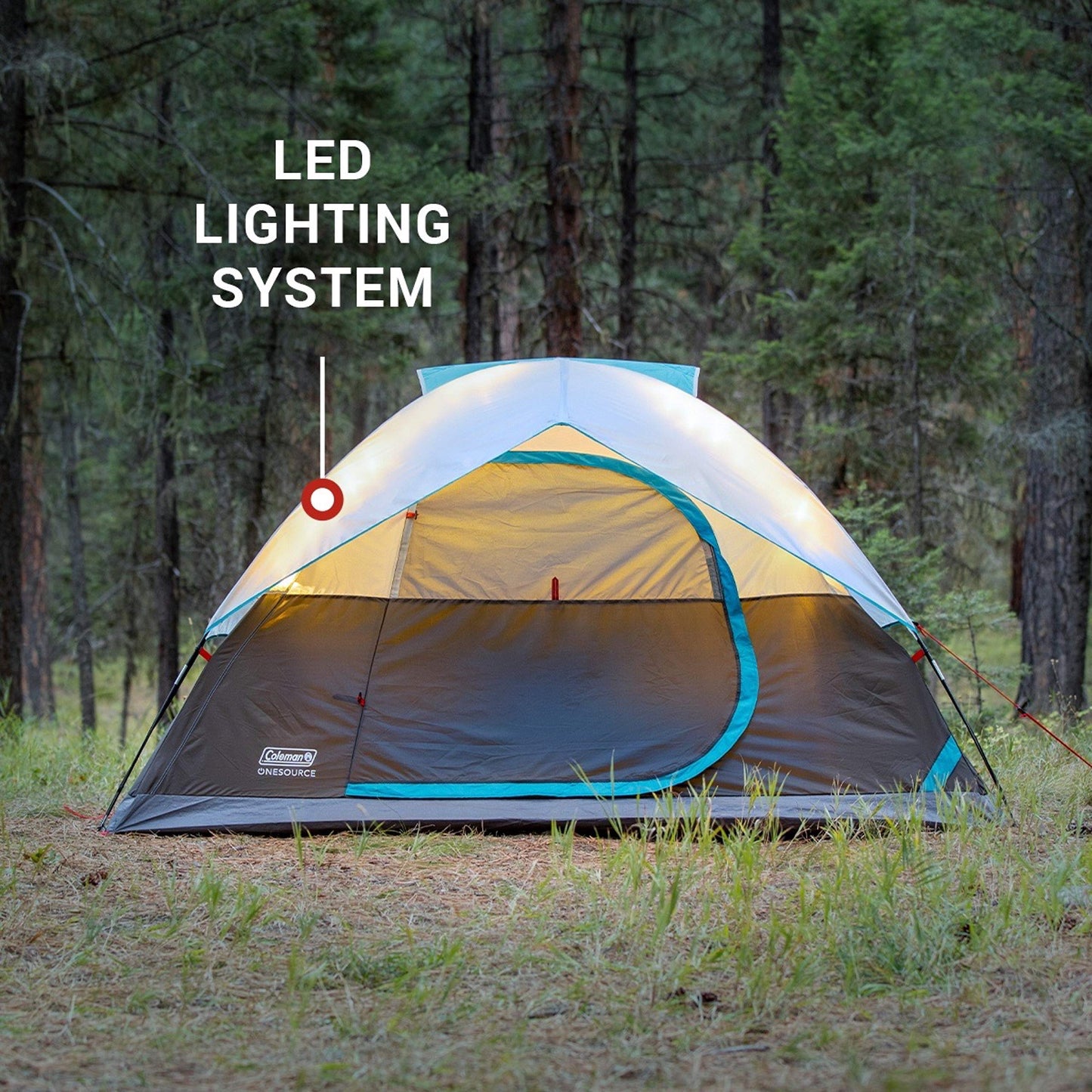 Coleman OneSource Rechargeable 4/6 Person Camping Tent with Airflow System & LED Lighting, Includes Rainfly, Tent Fan, Lights, and Interchangeable Battery Pack, Easy Setup Tent for Camping