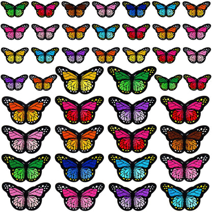 60pcs Butterfly Iron on Patches, 2 Size Embroidered Sew Applique Repair Patch