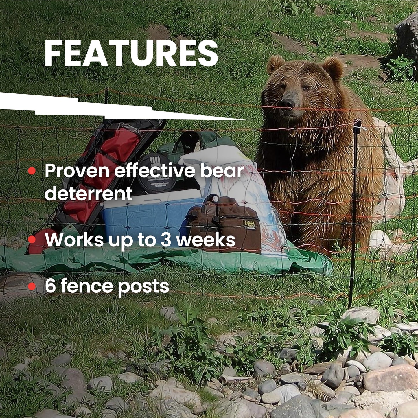 Bear Shock UDAP Food Storage Electric Fence for Camp, Portable Camping Kit, BFF