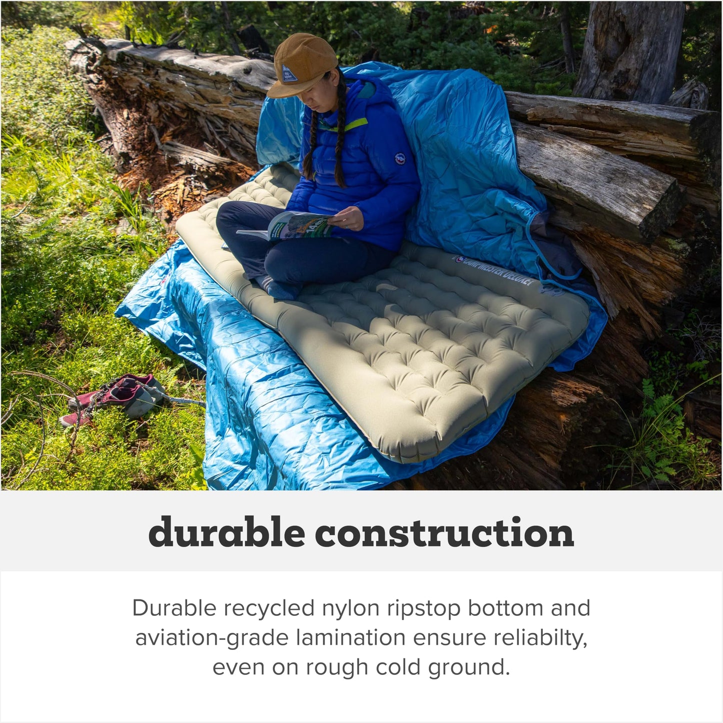 Big Agnes Campmeister Deluxe - Insulated Sleeping Pad, Ultralight Inflatable Mat For Camping, All Season Compact Backpacking And Hiking, 25x72 Wide Regular
