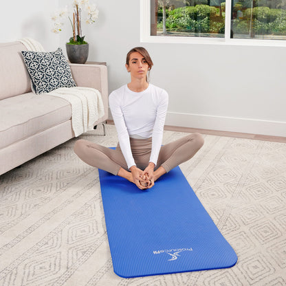 ProsourceFit 1 in and 1/2in Extra Thick Yoga Pilates Exercise Mat, Padded Workout Mat for Home, Non-Sip Yoga Mat for Men and Women