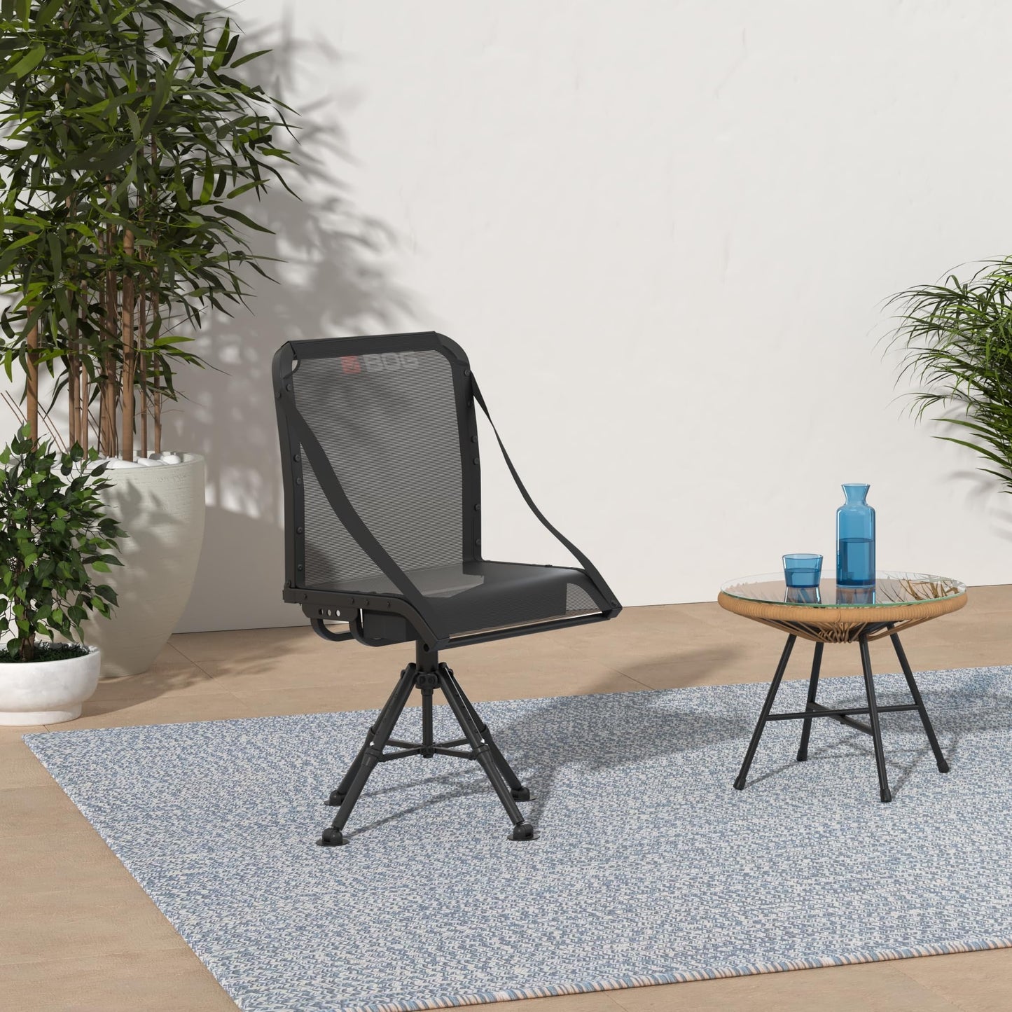 BOG Nucleus 360 Chair with Lightweight Aluminum Frame, Heavy Duty Textilene Fabric, Collapsible, 360 Degrees of Adjustable Pivoting Seat, and 4 Extendable Legs for Hunting, Shooting, and Outdoors