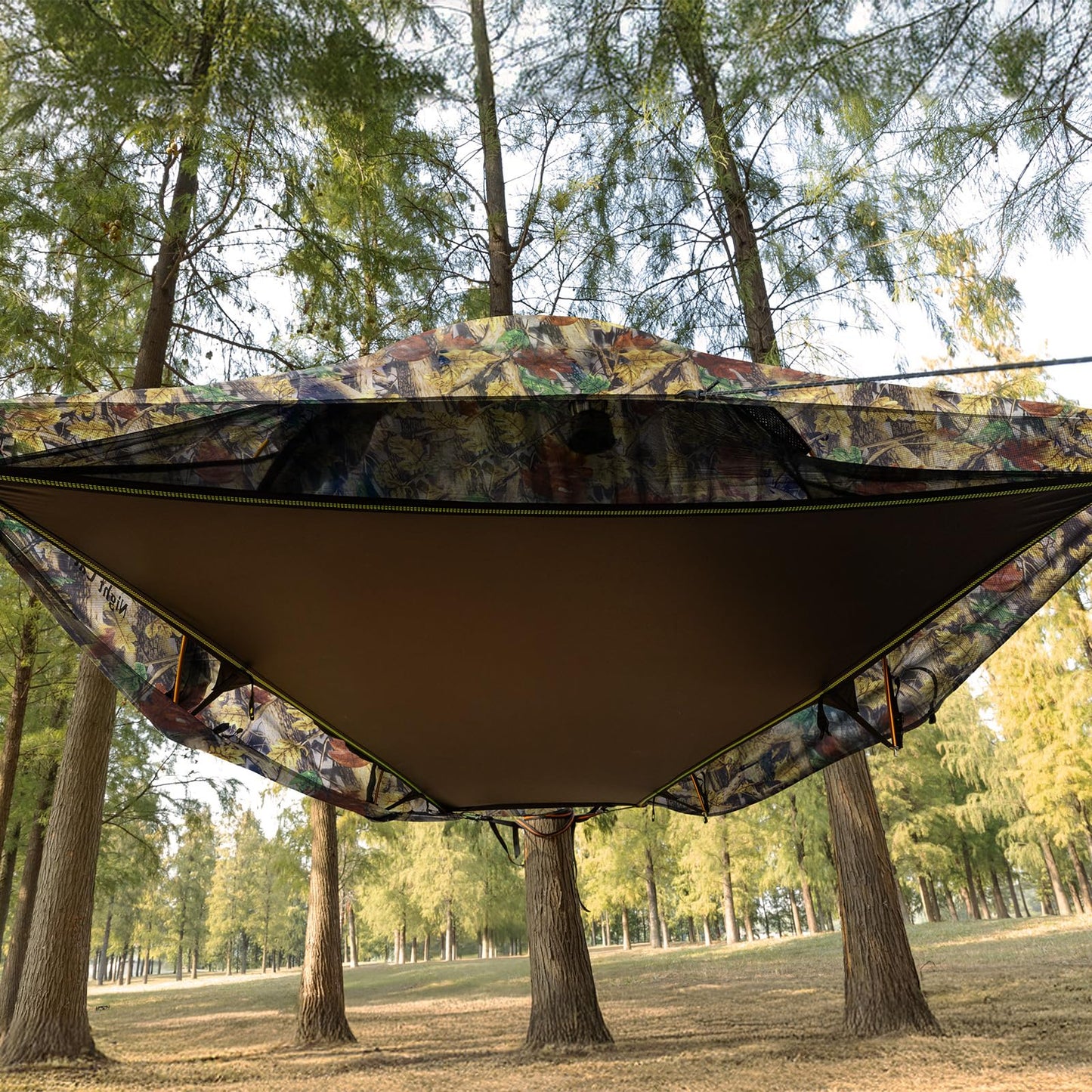 Night Cat Flat Lay Hammock Tent: Portable Lightweight Camping Hammock with Mosquito Net Waterproof Rainfly for Adults 1 Person Outdoor Camping Camouflage