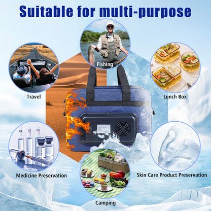 WILDGEEK 26 Quarts 12 Volt Portable Iceless Car Electric Cooler Bag USB 25L AC/DC Cool and Heat Thermal Plug in Fridge Compatible Mini Cooler Warmer Refrigerator for Vehicles Truckers