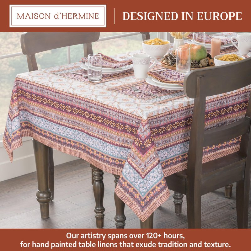 Maison d' Hermine Table Cloth Rectangle Table 100% Cotton 54 x 72 Inches Fall Tablecloth Reusable Everyday Use for Thanksgiving Christmas Decorations Dining Farmhouse Party (Fair Isle)