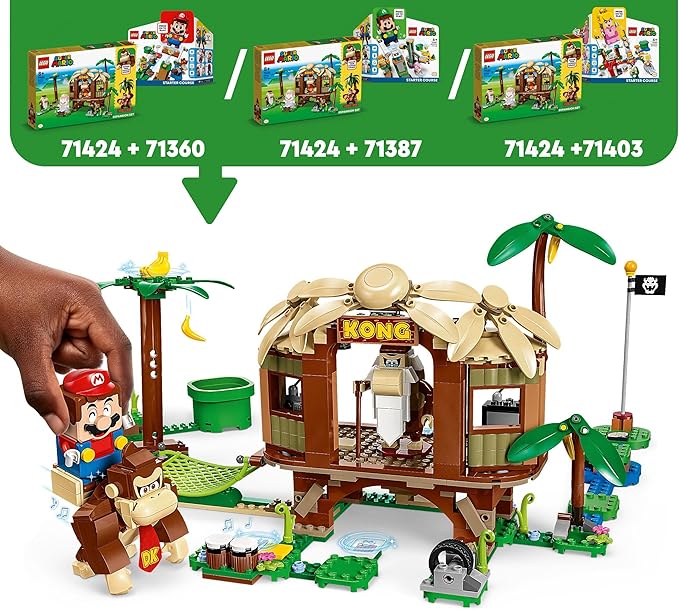 LEGO 71424 Super Mario Donkey Kong Hut Expansion Set Construction Toy with 2 Characters Combine with Starter Pack for Kids Boys and Girls Ages 8 and Above